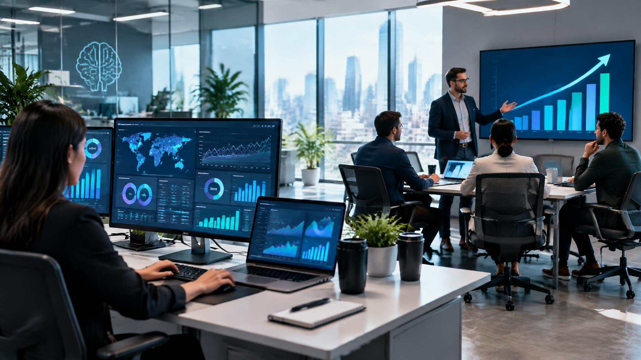 modern office with computers